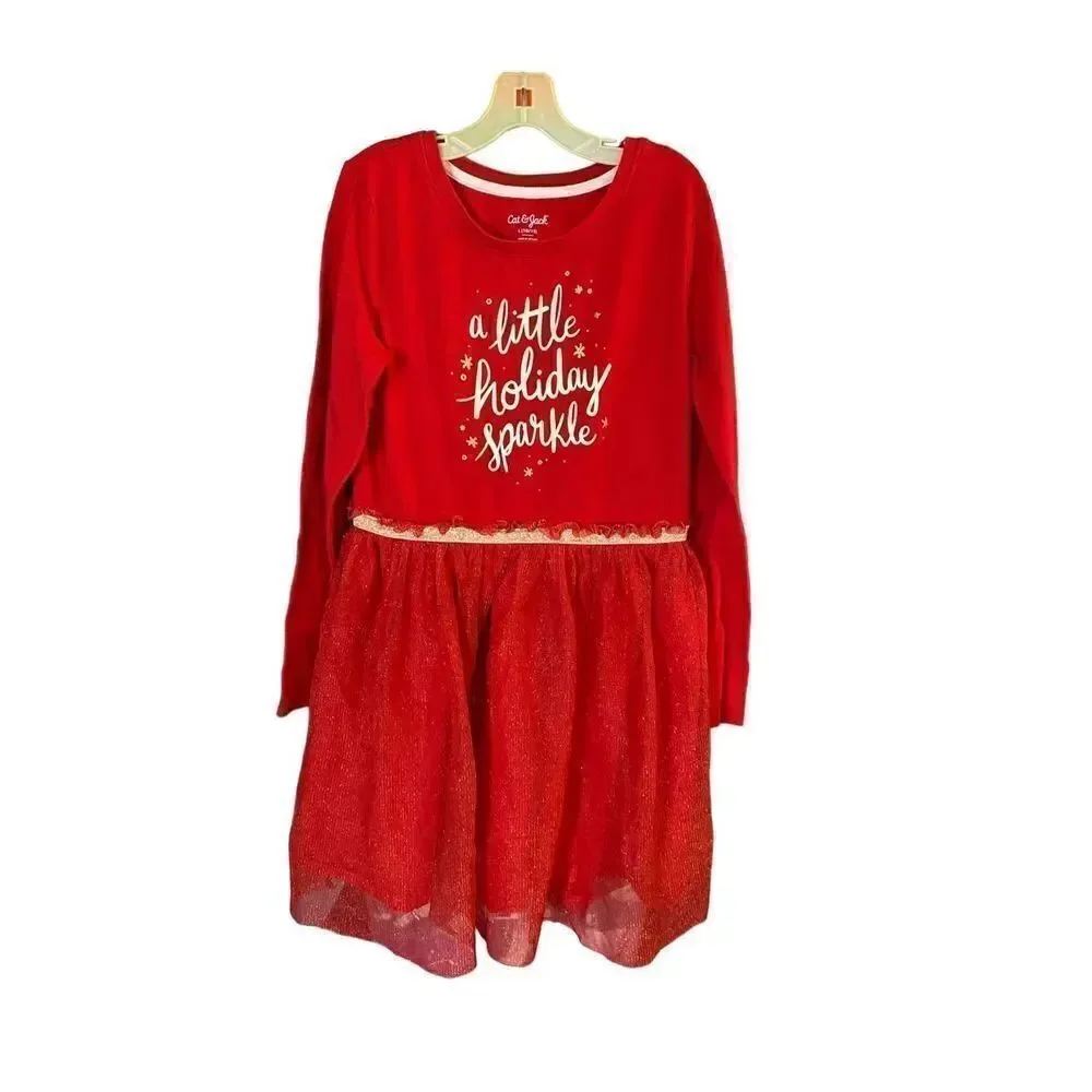 Cat & jack girls, Christmas/holiday tuelle red dress size 10/12 ￼